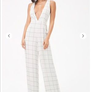 Grid print jumpsuit